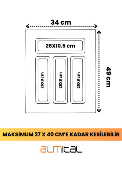 almital mobilya aksesuarları furniture accessories 34X49 Drawer-Mounted Anthr...