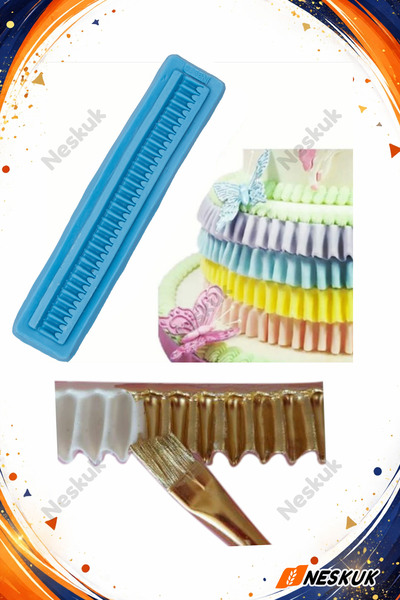 Neskuk Ruffled Ribbon Silicone Mold for Cake Border, Fondant Mold, Dough Shaper