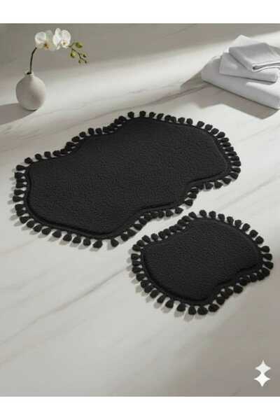 ALTUN CARPET 2 Συσκευασία Πατάκι μπάνιου με βελούδινο πομπόν με κρόσσια - 70x...