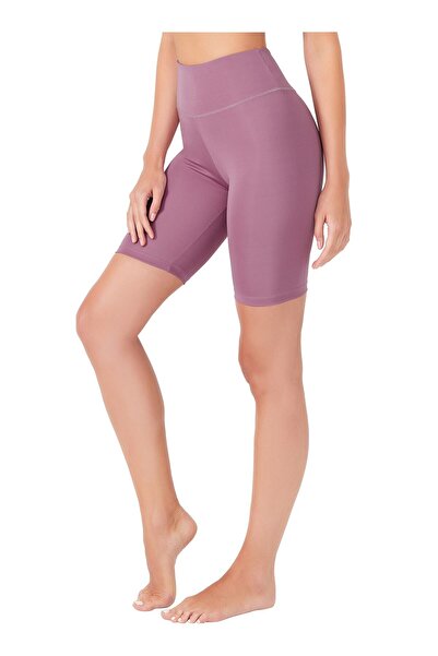 Los Ojos Жіночі лавандові байкерські легінси з високою талією Короткі спортив...