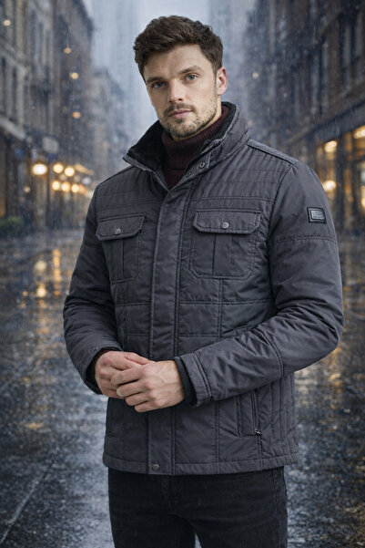 DYNAMO Hoodless Collar Inside Fixed Fur Sports Coat