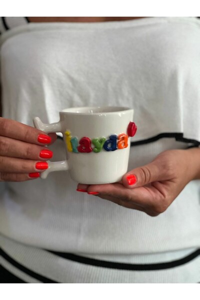 MeGgDecor Kalp Figürlü  İsimli Kupa Mug