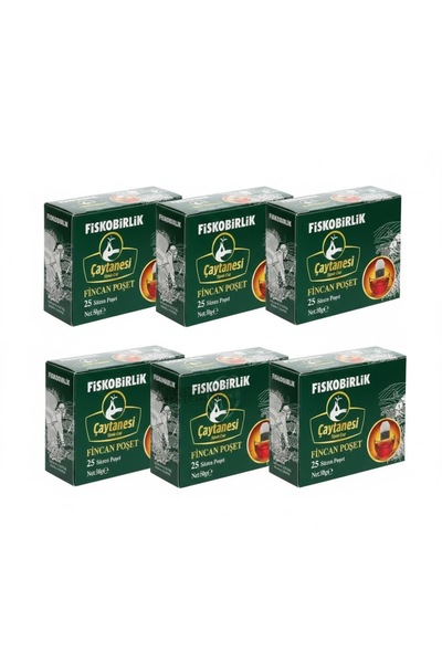 Fiskobirlik ÇAYTANESİ FİNCAN POŞET SİYAH ÇAY 25' Lİ x 6 ADET
