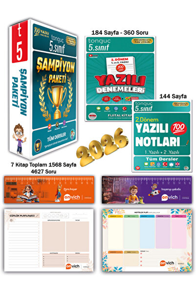 Tonguç Yayınları 5. Sınıf Şampiyon Paketi Tüm Dersler - 2. Dönem Yazılı Denem...