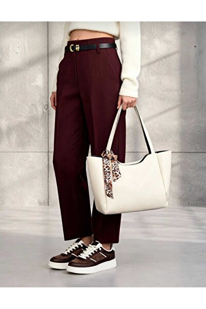 ÖZÜM TAKI Geantă de umăr pentru femei, cu detaliu eșarfă, de dimensiuni mari,...