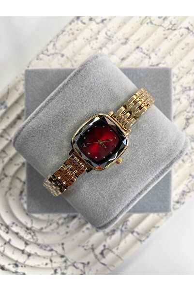 Mazzy Gold Inside Burgundy Women's Wristwatch