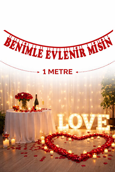 Parti dolabı Benimle Evlenir Misin Keçe Yazı Süs Evlilik Teklifi Malzemesi Kı...