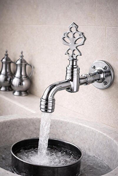 ÇAPA Osmanlı Model Krom Duvar Tipi Pirinç Hamam Taş Lavabo Musluğu