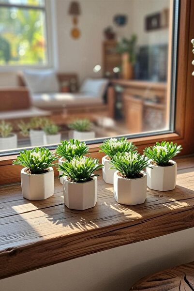 adresiburasi مجموعة زهور طاولة صناعية صغيرة في وعاء زهور خرسانية مكونة من 5 ق...