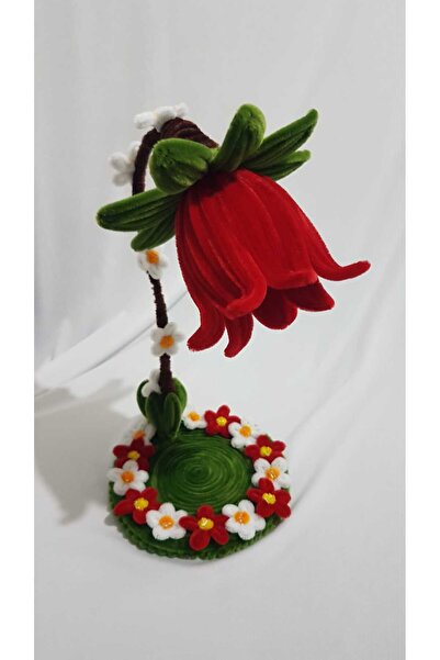 Badem Hediyecilik El Yapımı Şönil Çiçek Şeklinde Ayaklı Gece Lambası