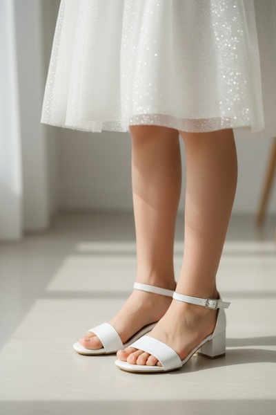 pediashoes FATĂ CULOARE ALBĂ SILVERY TACĂ PĂTRATĂ PANTOF DE SEARĂ STIL