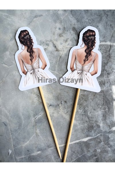 Hiras Dizayn 12 Pieces Bride To Be Wedding Cake Topper Cupcake Topper Bridal Gown Henna Party Bachelorette Party Topper 8 cm