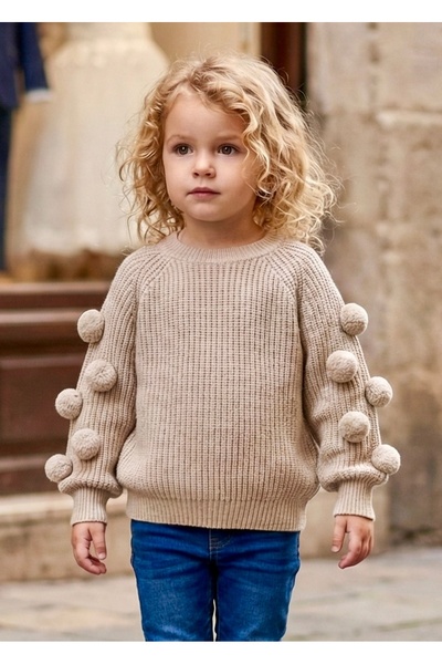miaras baby Girl's Pompom Detailed Sweater