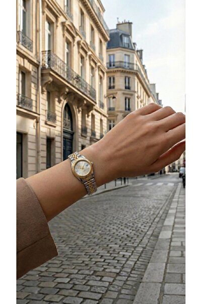 KLISHE Butik Elegance Gold & Silver Çelik Kol Saati, Old Money, Şık, Saat Kol...