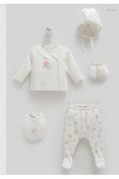 Caramell Incibaby 100% Natural Cotton Elegant Floral Patterned 5-Piece Hospit...