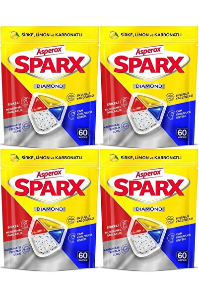ASPEROX كبسولات سباركس دايموند لغسيل الأطباق، منظف الكل في واحد، 240 قطعة (4 ...