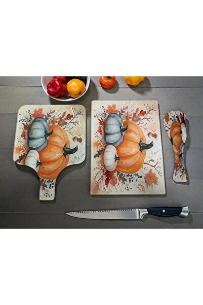 Online Home Market Set of 3 Tempered Glass Vegetable Fruit Chopping Cutting B...