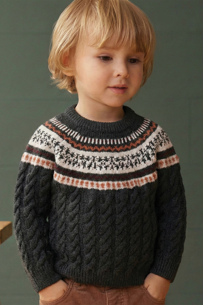 Cigit Візерунковий трикотажний светр 2-8 років Антрацит