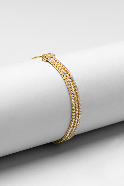 So CHIC... Su Yolu 18 Ayar Sarı Altın Kaplama Gümüş Ayarlanabilir Üçlü Bileklik