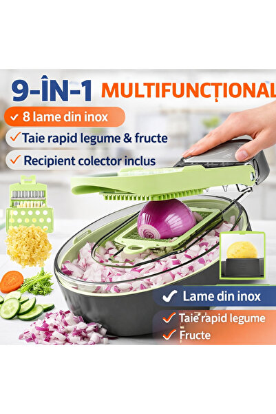 OEM Multifunctional 9-in-1 Slicer, 30x20x10 cm, 8 interchangeable blades, Pla...