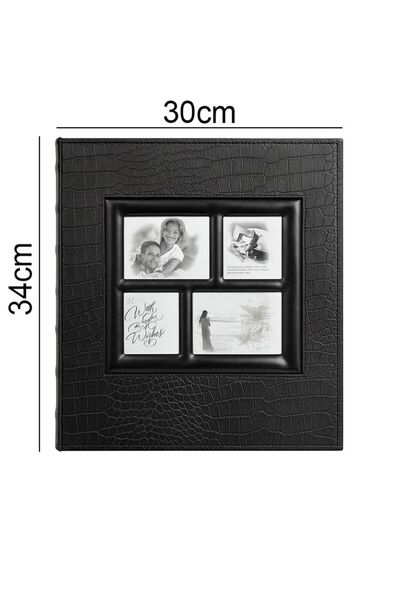 Serita ألبوم صور فاخر من الجلد الطبيعي الأسود سعة 500 صورة مقاس 10×15 (HAL 007)