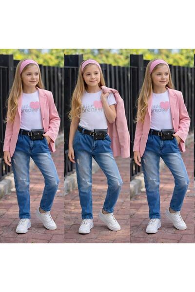 KOKOŞ BEBEK Little Breaker Girl's Pink Jacket 4-Piece Combination - Age 3/12