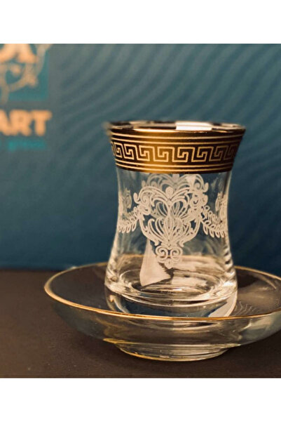 BYART طقم بيالات قهوة وشاي ملكي فاخر بنقوش ورسومات ذهبية مكون من 6 قطع صناعة ...