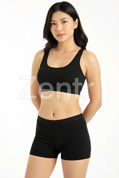 Bamboo Zentr 901 Bambu Kadın Siyah 2'li Boxer Seti Dikişsiz İz Yapmayan Rahat...