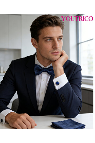 Youtrico 3PCS Bow Tie, Handkerchief Cufflink Set (Handmade)Men/Women Parties,...