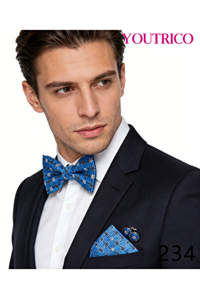 Youtrico 3PCS Bow Tie, Handkerchief Cufflink Set (Handmade)Men/Women Parties,...