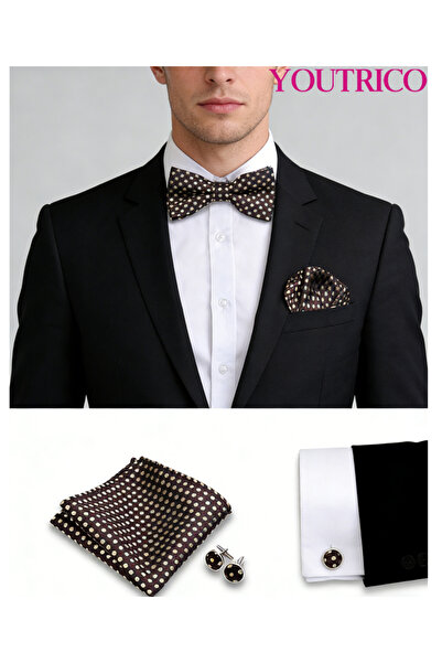 Youtrico 3PCS Bow Tie, Handkerchief Cufflink Set (Handmade)Men/Women Parties,...