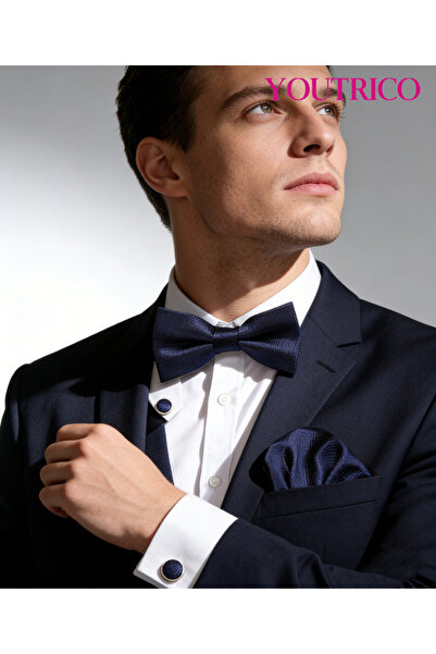Youtrico 3PCS Bow Tie, Handkerchief Cufflink Set (Handmade)Men/Women Parties,...