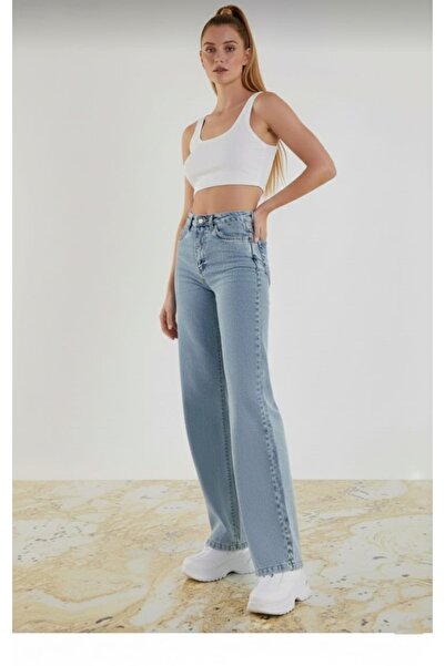 NWC إيفيس أزرق فاتح كارْنْدِنْج قماش قابل للتمدد جينز فضفاض بخصر عالٍ جدًا بن...