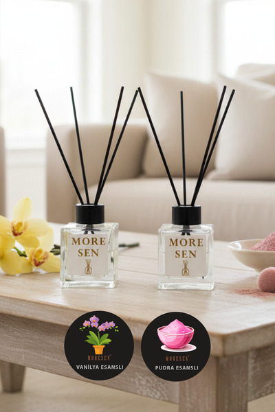 MORESEN 2 Adet, Bambu Çubuklu Oda Kokusu 100mL - Yüksek Esans, Pudra, Vanilya...