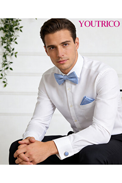 Youtrico طقم من 3 قطع من ربطات العنق والمنديل وأزرار الأكمام (صناعة يدوية) من...