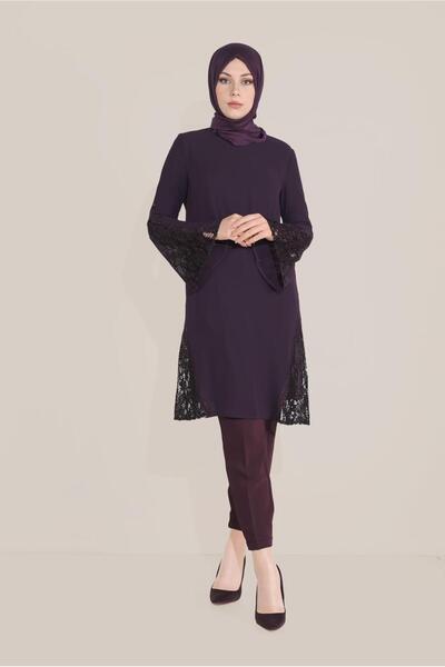 Alvina تونك شيفون بأكمام بوق من التول 40537