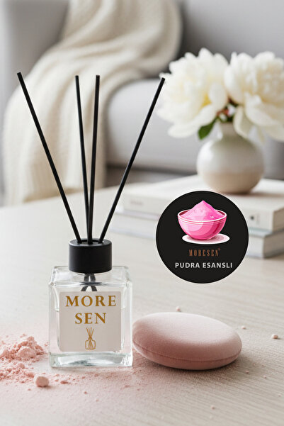 Bambu Çubuklu Oda Kokusu 100 ml – Pudra Esanslı Etkili Ortam Kokusu, Kare Cam Ambalaj