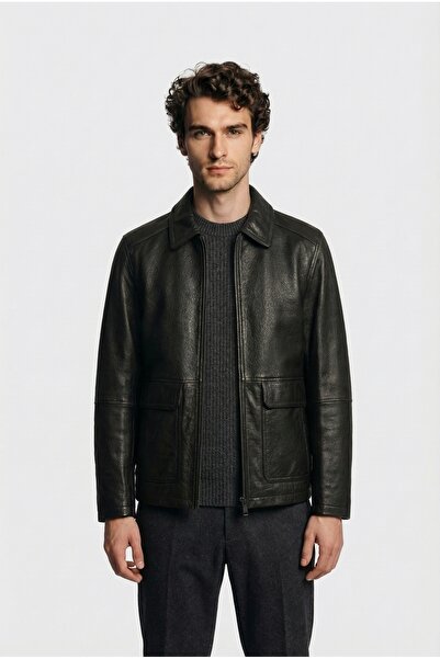 Elle Shoes Siyah Deri Erkek Ceket