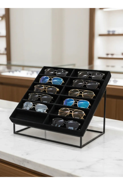 Aydın Decor صندوق حامل نظارات محلي كبير من جلد الغزال مع حجرة سوداء (AYDINDECOR)