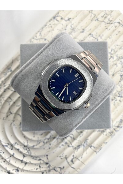 Mazzy ساعة يد إشرف تيك موديل أزرق داكن من الفولاذ بتصميم باتيك