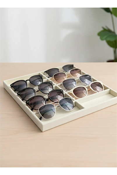 Aydın Decor Yeni Büyük Süet Krem Bölmeli Gözlük Standı (aydındecor)