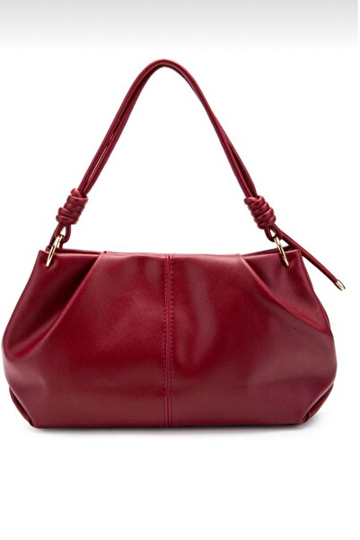 bahwar Ruched Detail Vegan Leather Shoulder Bag