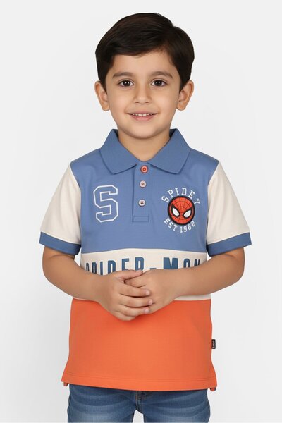 Marvel x Spider Man Toddlers Boy Brand Logo Polo Shirt, Multicolor