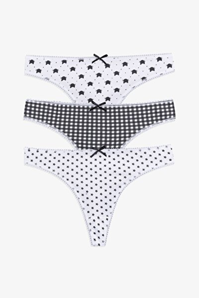 koza iç giyim Γυναικείο στρινγκ 3 τεμαχίων με βαμβακερό σχέδιο