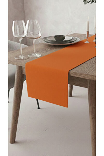 GLOMAR Orange Runner Tablecloth Water Repellent Stain Resistant Fabric Modern...