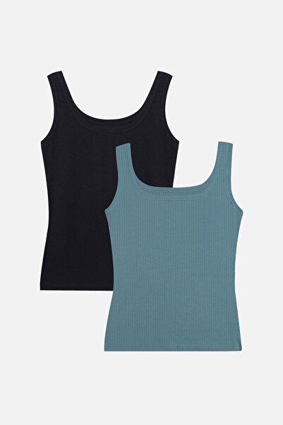 koza iç giyim قميص داخلي مضلع بحزام سميك مكون من قطعتين