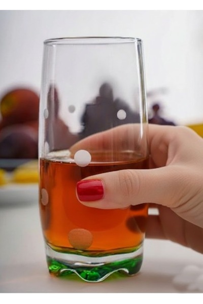 DECOSTYLE Dotted Decorated Colorful Soft Drink Water Glass - 6 Color Options ...