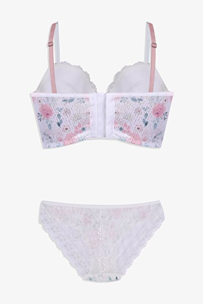 koza iç giyim Дамски комплект бюстие с блестящи шарки и копчета от дантела