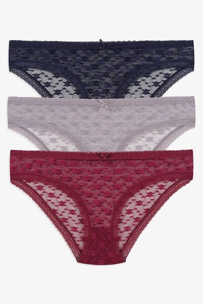 koza iç giyim Chiloți din dantelă din 3 piese pentru damă