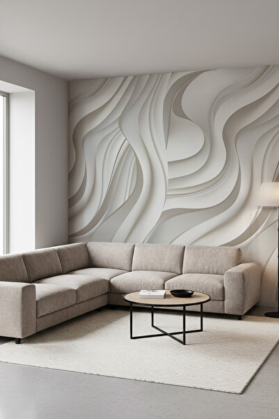dreamwall 3D Dalga Formlu Tek Parça Tekstil Duvar Kağıdı
